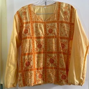 Embroidered and Sequined Yellow and Orange Women's Top
